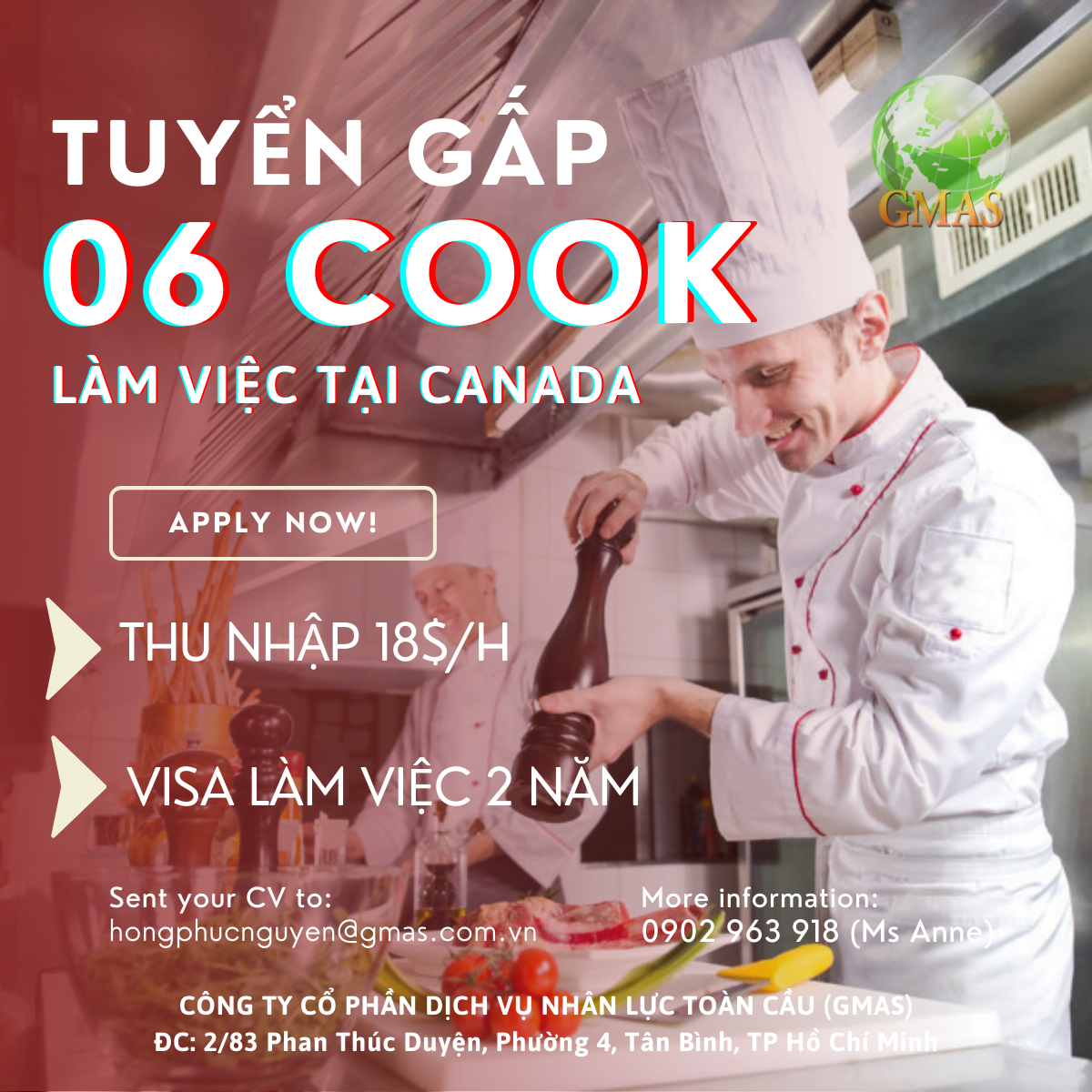 TUYỂN 6 COOK LÀM VIỆC TẠI CANADA THU NHẬP 2.800$ 17 Tuyển gấp đầu bếp