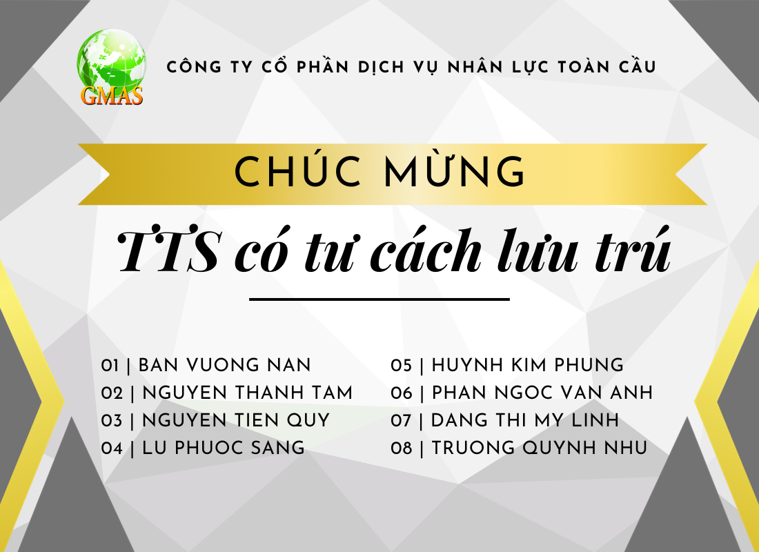 CHÚC MỪNG 08 TTS CÓ COE (TƯ CÁCH LƯU TRÚ)