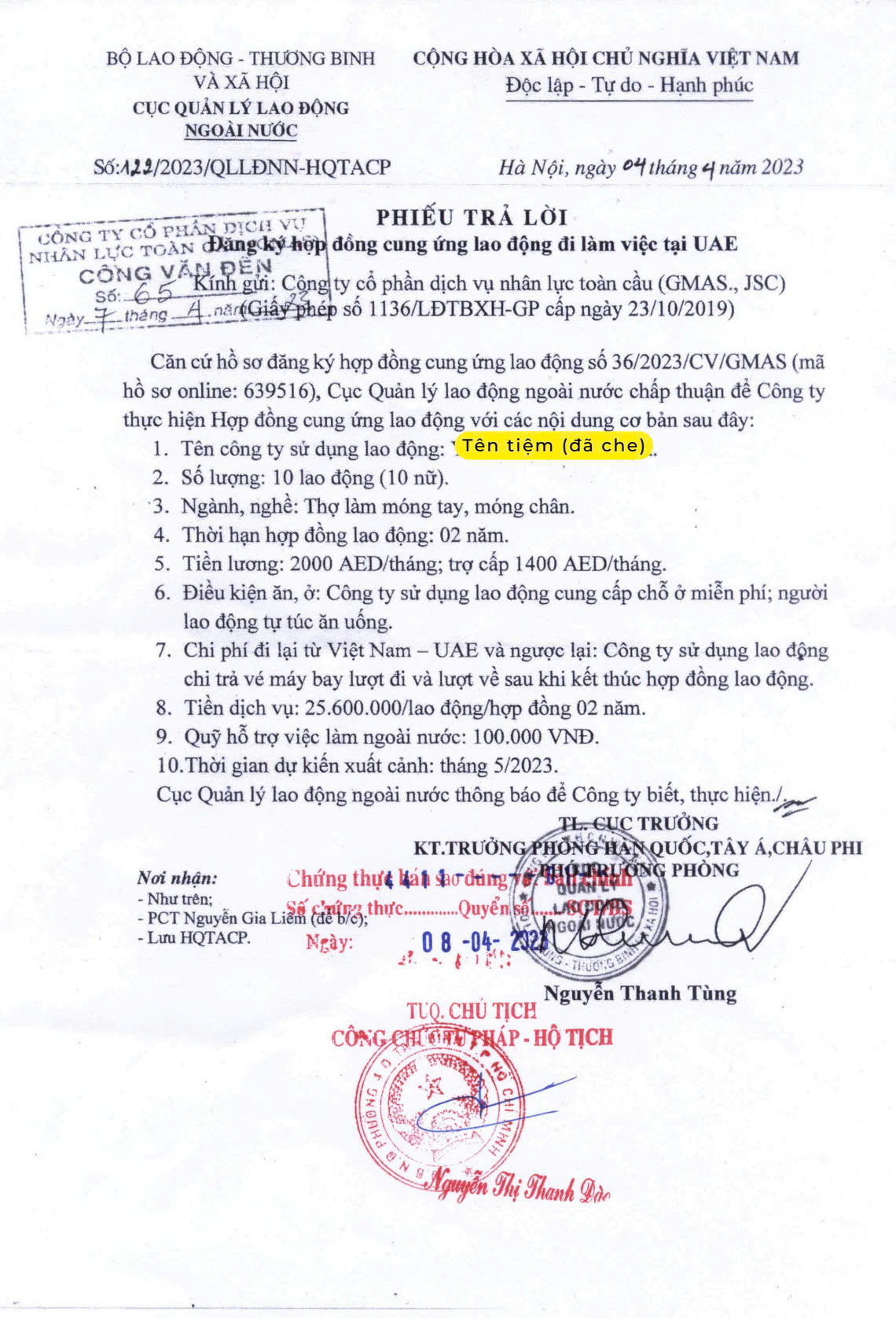 Gmas Thông Báo - Phiếu Trả Lời Tuyển Dụng UAE 2023 Hết Hạn 25 phieu tra loi uae