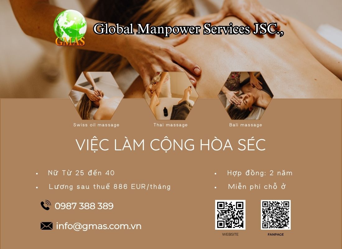 Xuất khẩu lao động Cộng Hòa Séc: tuyển nhân viên massage 25 tuyen dung xkld cong hoa sec massage