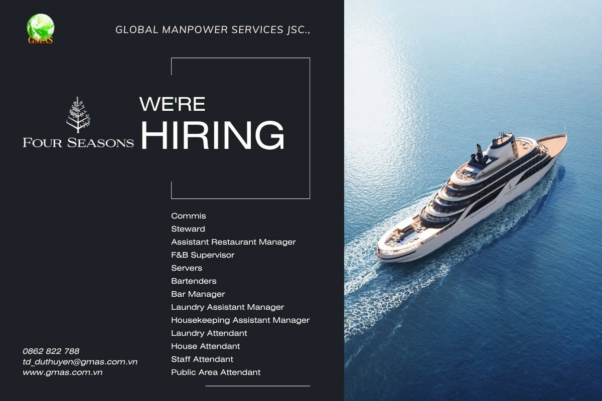 TUYỂN DỤNG NHÂN VIÊN DU THUYỀN HẠNG SANG FOUR SEASONS YACHTS 14 fsy tuyen dung