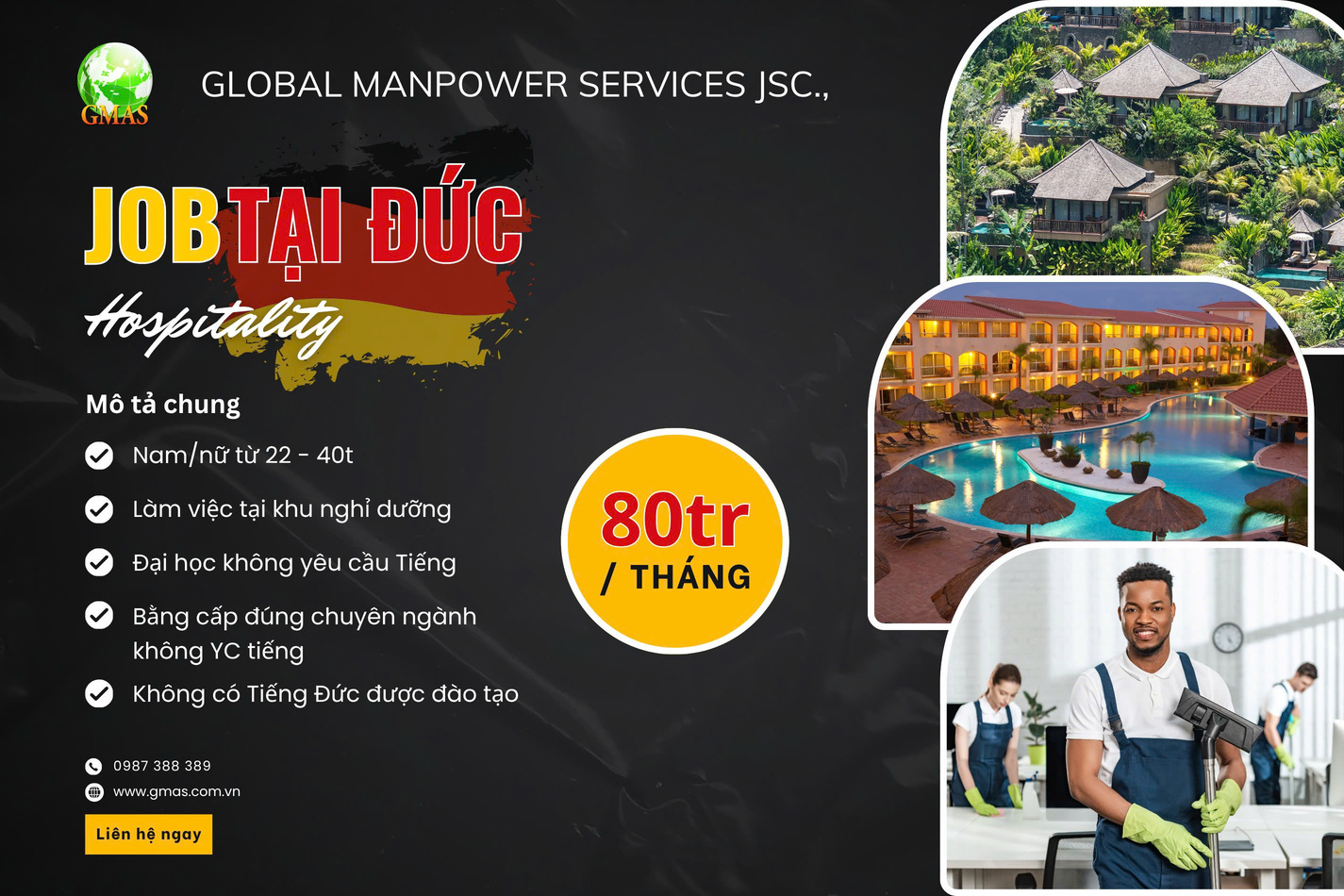 Tuyển nhân viên vệ sinh tại khu nghỉ dưỡng 18 lao cong o duc