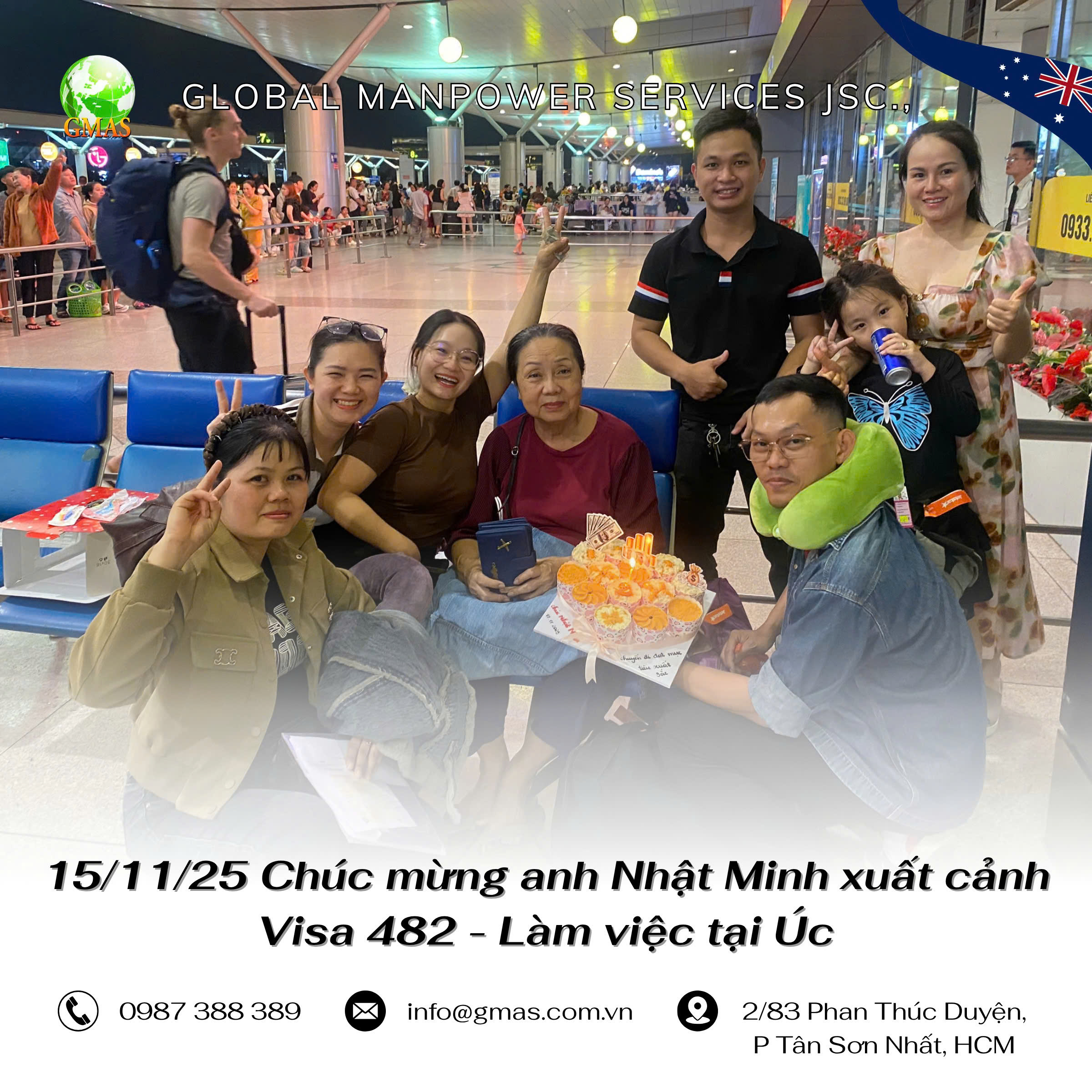 Chúc mừng Nhật Minh đi Úc visa 482 thành công 30 minh 482 gia dinh tien bay