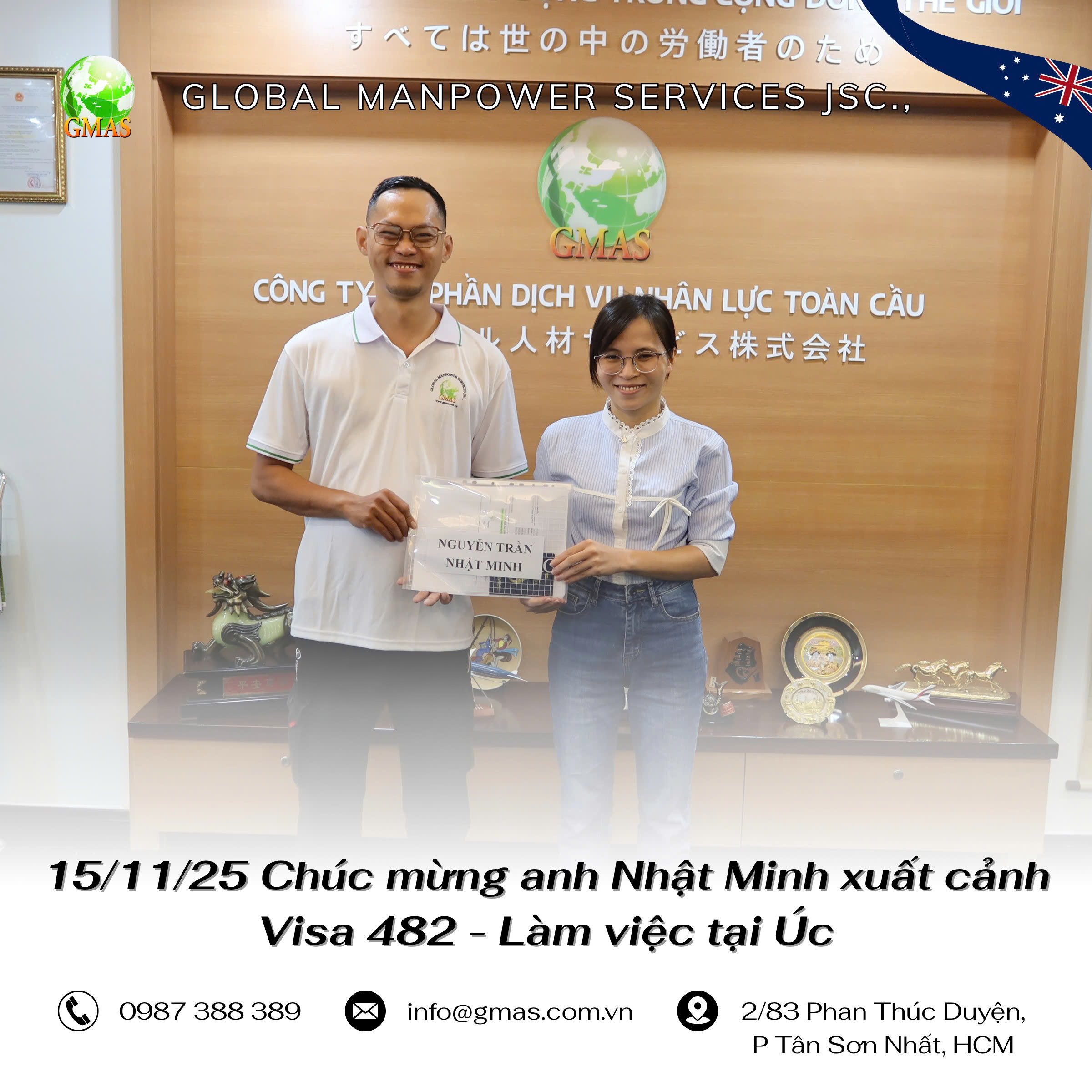 Chúc mừng Nhật Minh đi Úc visa 482 thành công 29 minh 482 nhan ho so visa