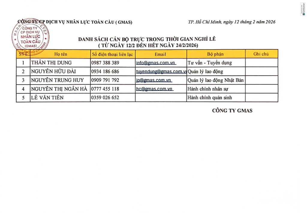 Danh sach can bo truc Tet 12 24Feb26