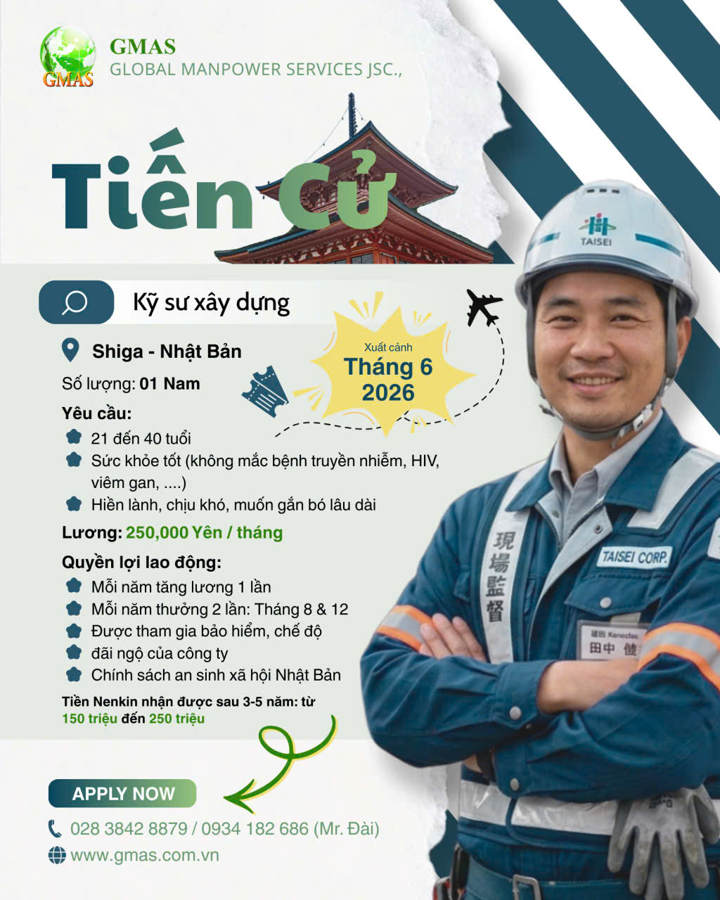 Tuyen dung ky su xay dung tai Shiga Nhat Ban