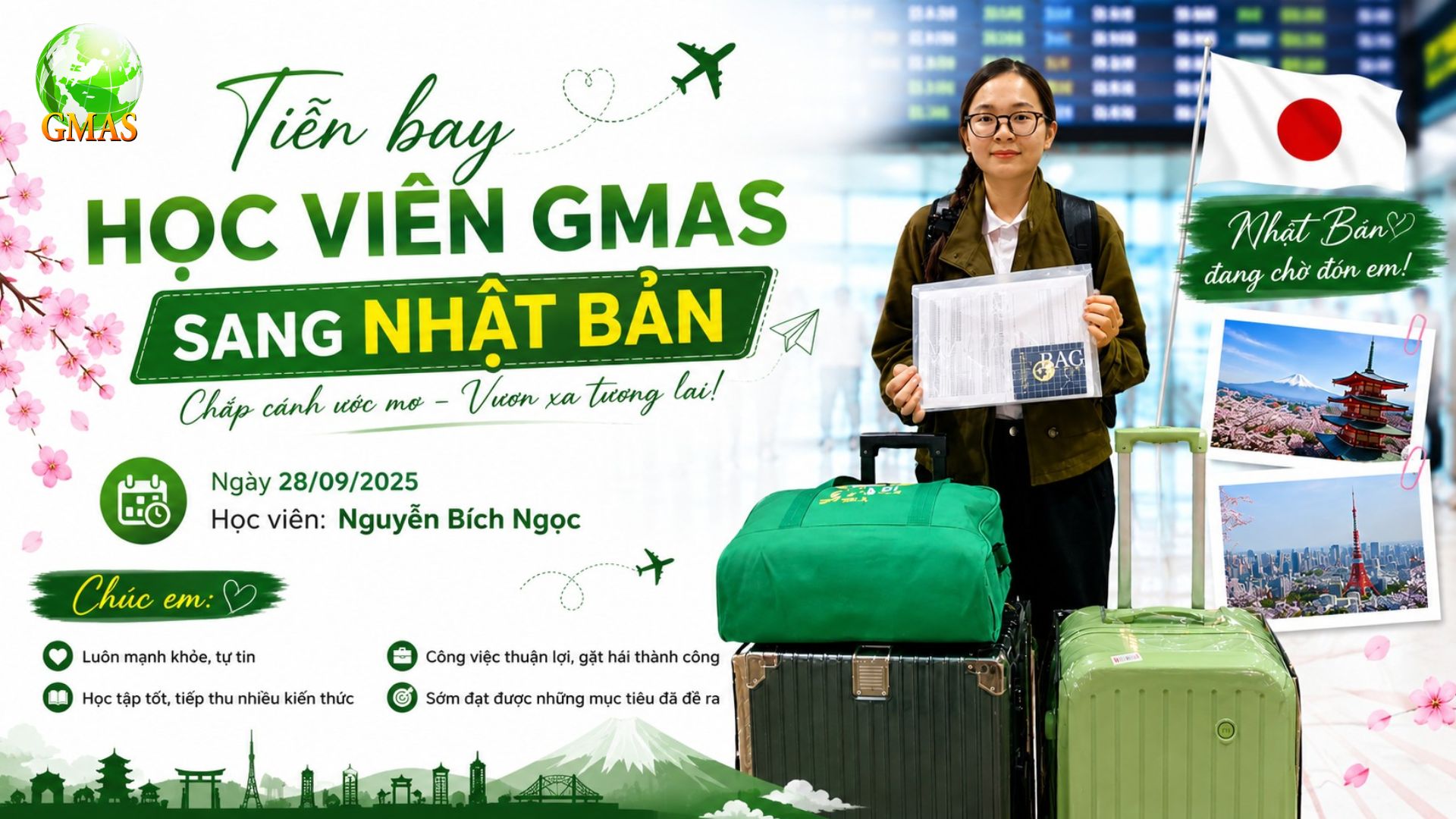 TIỄN CHÂN HỌC VIÊN GMAS LÊN ĐƯỜNG SANG NHẬT BẢN 1 Nguyen Bich Ngoc xuat canh