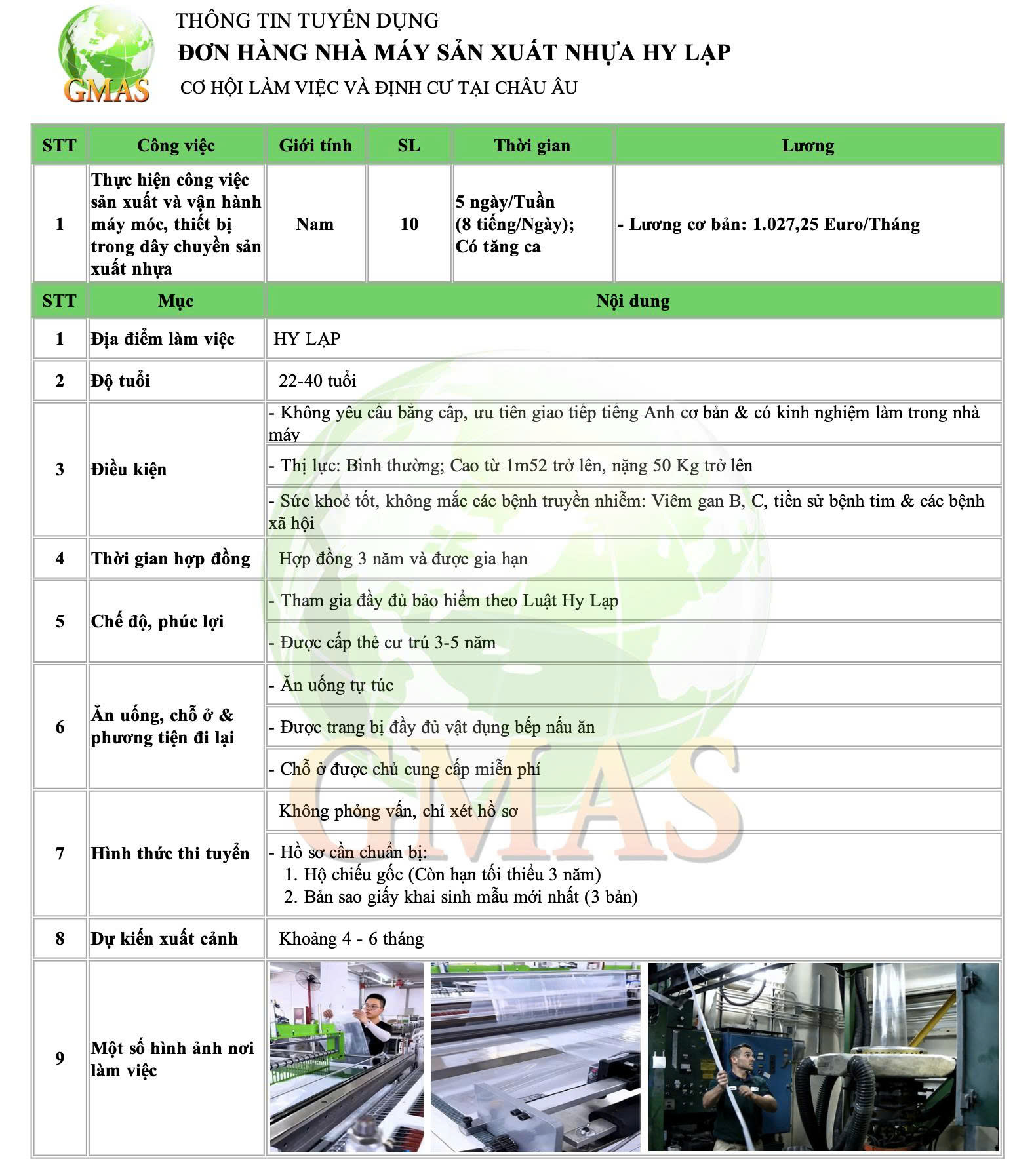 TUYỂN DỤNG NHÂN VIÊN SẢN XUẤT NHỰA LÀM VIỆC TẠI HY LẠP 25 Don san