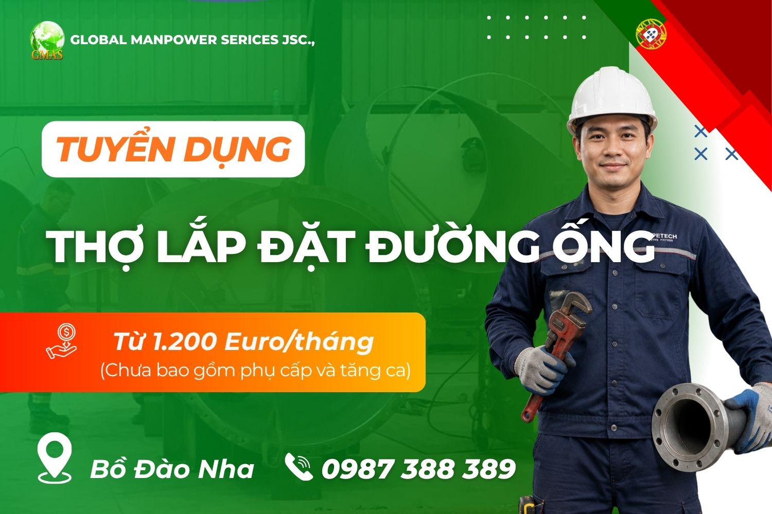 Gmas - Tuyển Dụng Lao Động Làm Việc Nước Ngoài 24 tho lap dat duong ong
