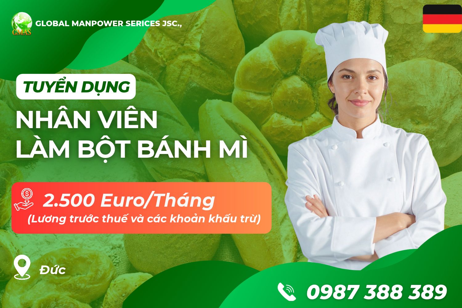 TUYỂN DỤNG 07 NHÂN VIÊN LÀM BỘT BÁNH MÌ LÀM VIỆC TẠI ĐỨC 25 Lam bot banh mi