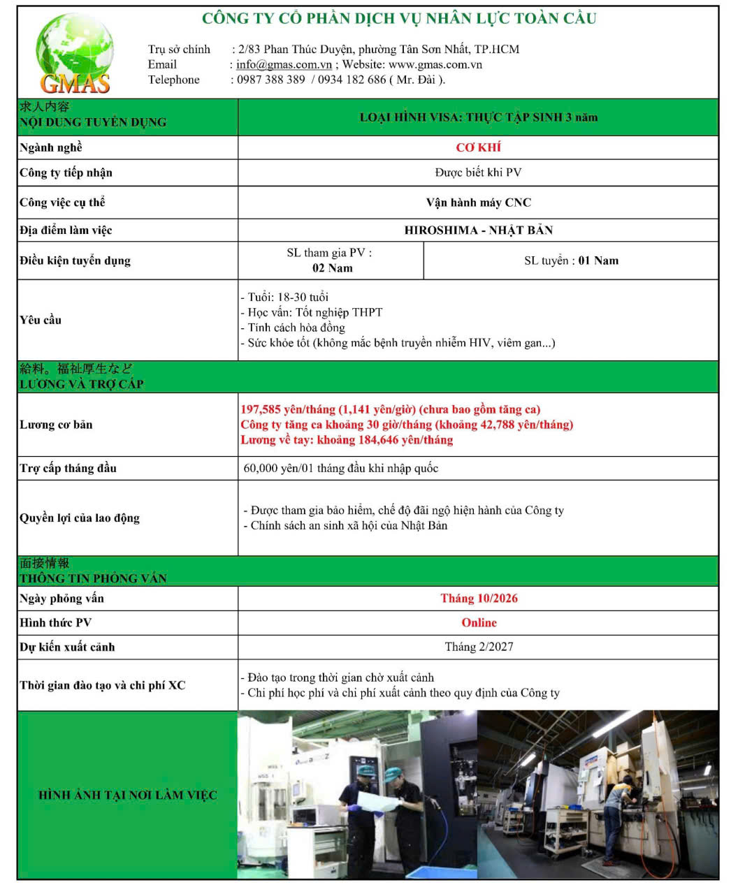 TUYỂN NAM VẬN HÀNH MÁY CNC – HIROSHIMA, NHẬT BẢN 25 don van hanh cnc